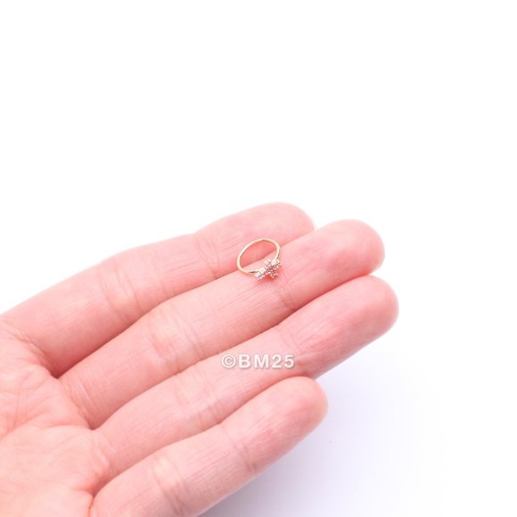 14 Karat Gold Brilliant Sparkle Cross Bendable Hoop Ring - Picture 2 of 5